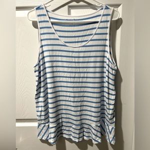 Draper James size L striped tank with ruffle NWOT